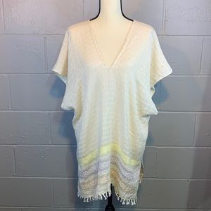 Wax & Cruz Natural Stripe XO Caftan -White-One Size Fits‎ Most